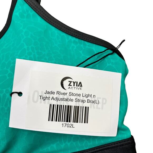 Zyia NWT Active Jade River Stone Metallic Athletic Sports Bra Green Black Large - Picture 7 of 10